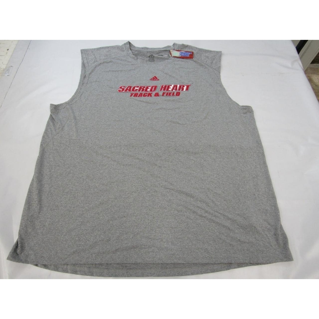 Sacred Heart Track and Field Mens Size 4XL Climalite Adidas Gray Muscle Shirt Image 1