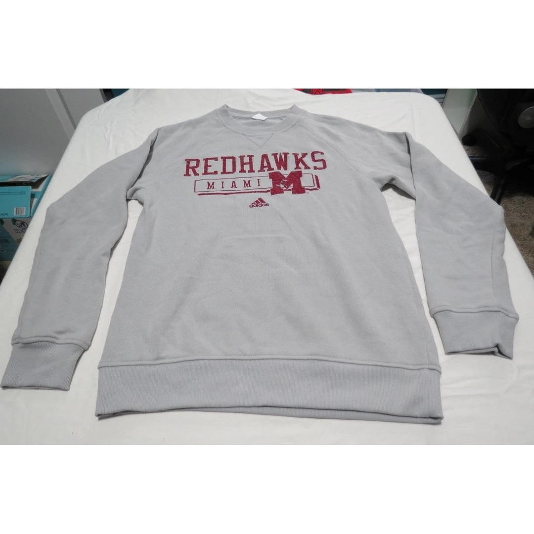 Miami RedHawks Mens Size S Small Adidas Gray Sweatshirt Image 1