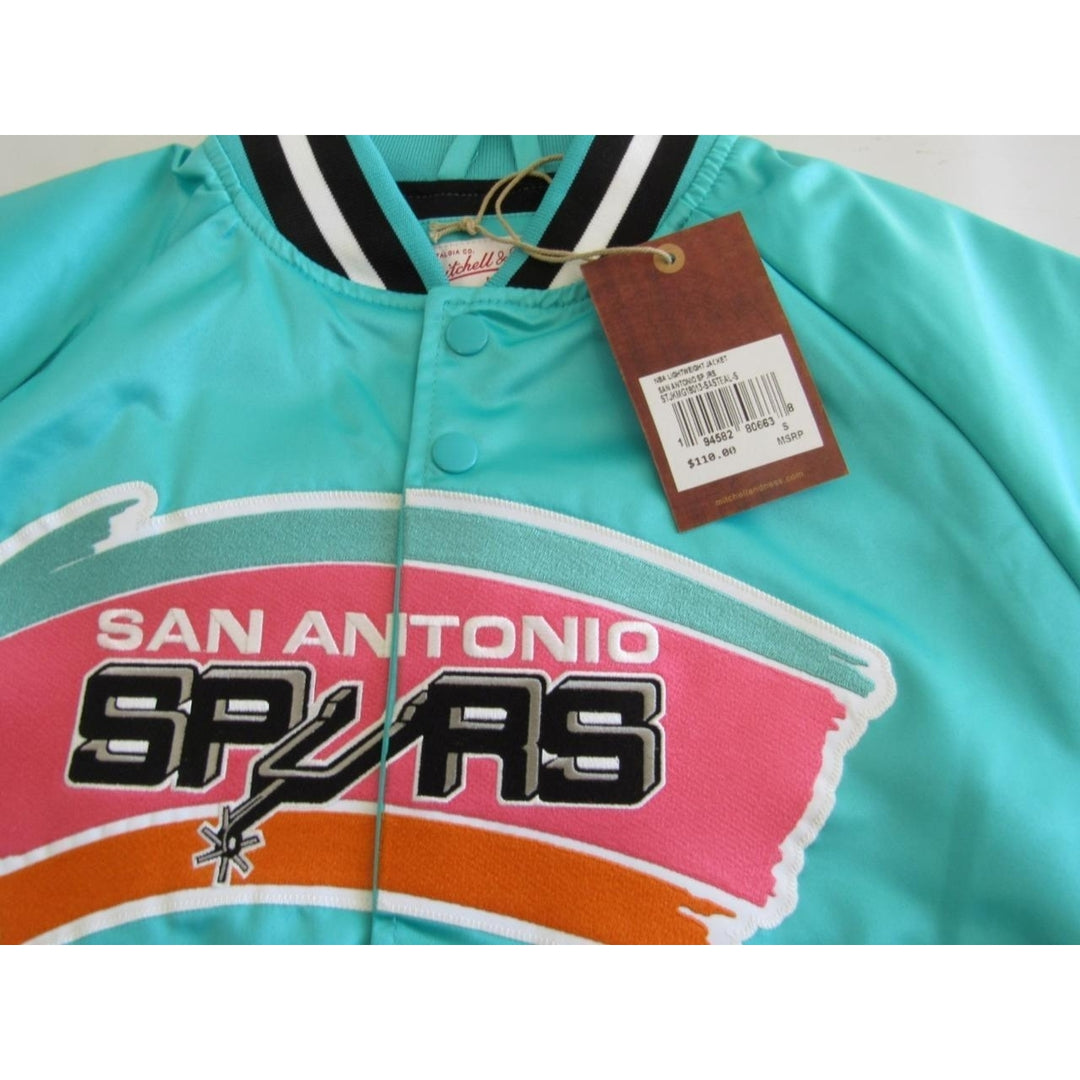 San Antonio Spurs Mens Size S Mitchell and Ness Light Satin Snap Jacket 110 Image 6