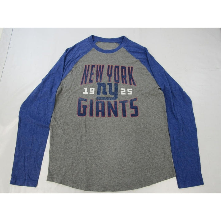 York Giants NY Mens Size L Large Gray Blue Raglan Shirt Image 1