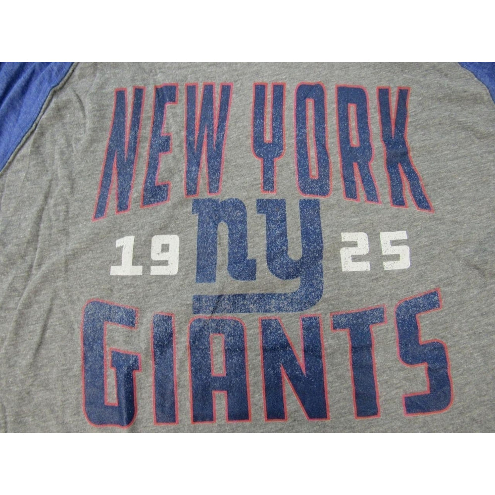 York Giants NY Mens Size L Large Gray Blue Raglan Shirt Image 2