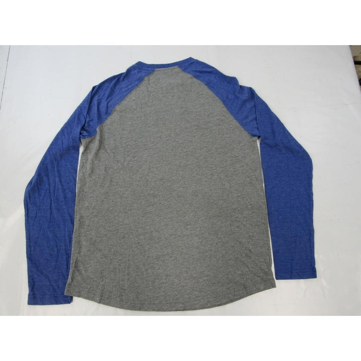 York Giants NY Mens Size L Large Gray Blue Raglan Shirt Image 3