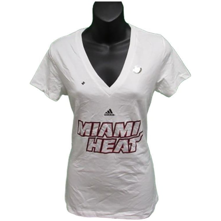 Miami Heat Womens Size M Medium White Adidas V-Neck Shirt Image 1