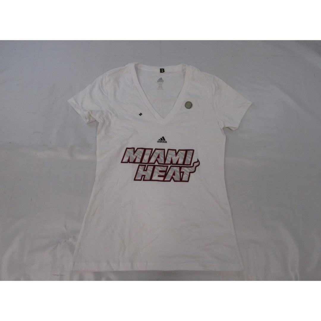 Miami Heat Womens Size M Medium White Adidas V-Neck Shirt Image 4