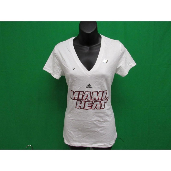 Miami Heat Womens Size M Medium White Adidas V-Neck Shirt Image 4