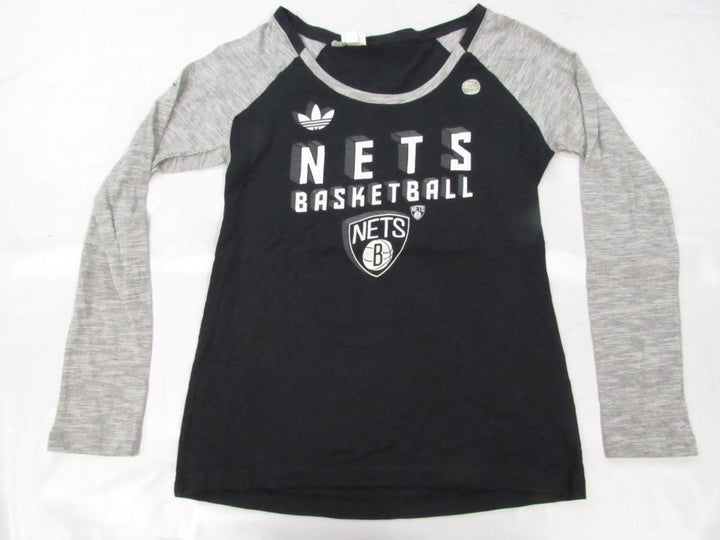 Brooklyn Nets Womens Size L Large Black Long Sleeve Raglan Adidas Shirt Image 4