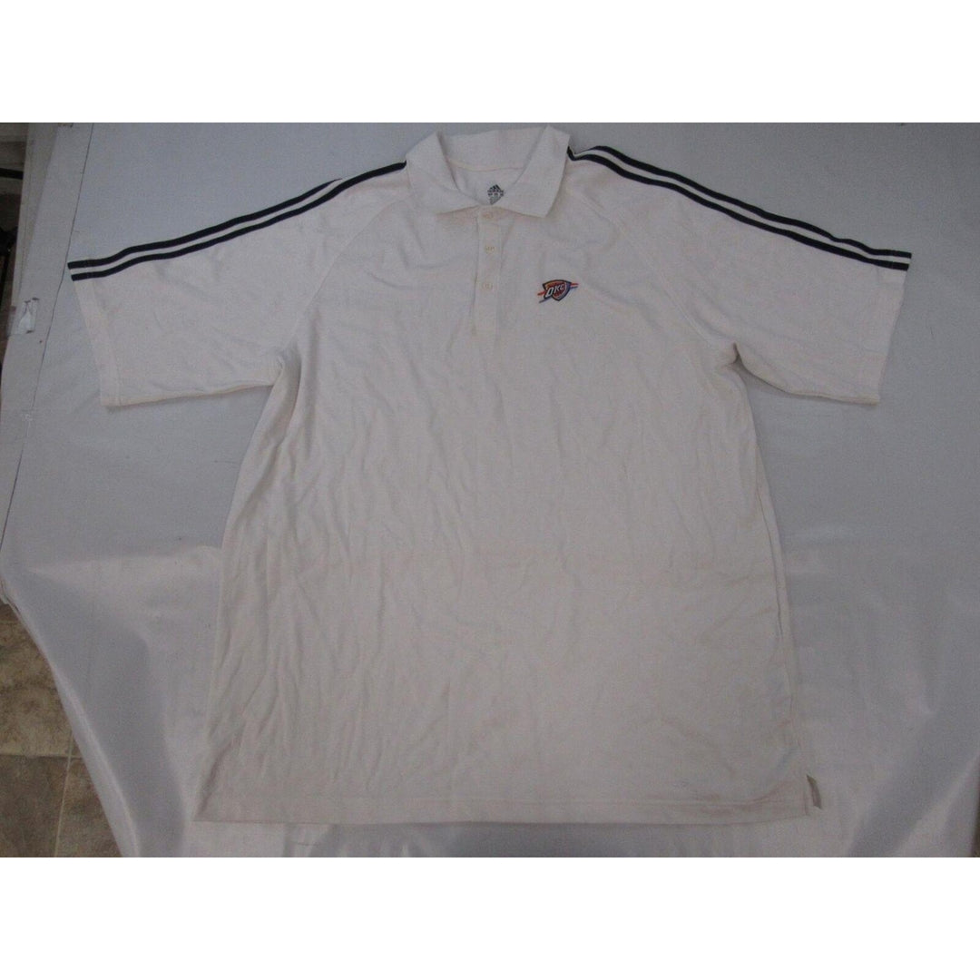 OKC Thunder Mens Size 3XLT 3XLarge-Tall White Adidas Polo Shirt Image 1