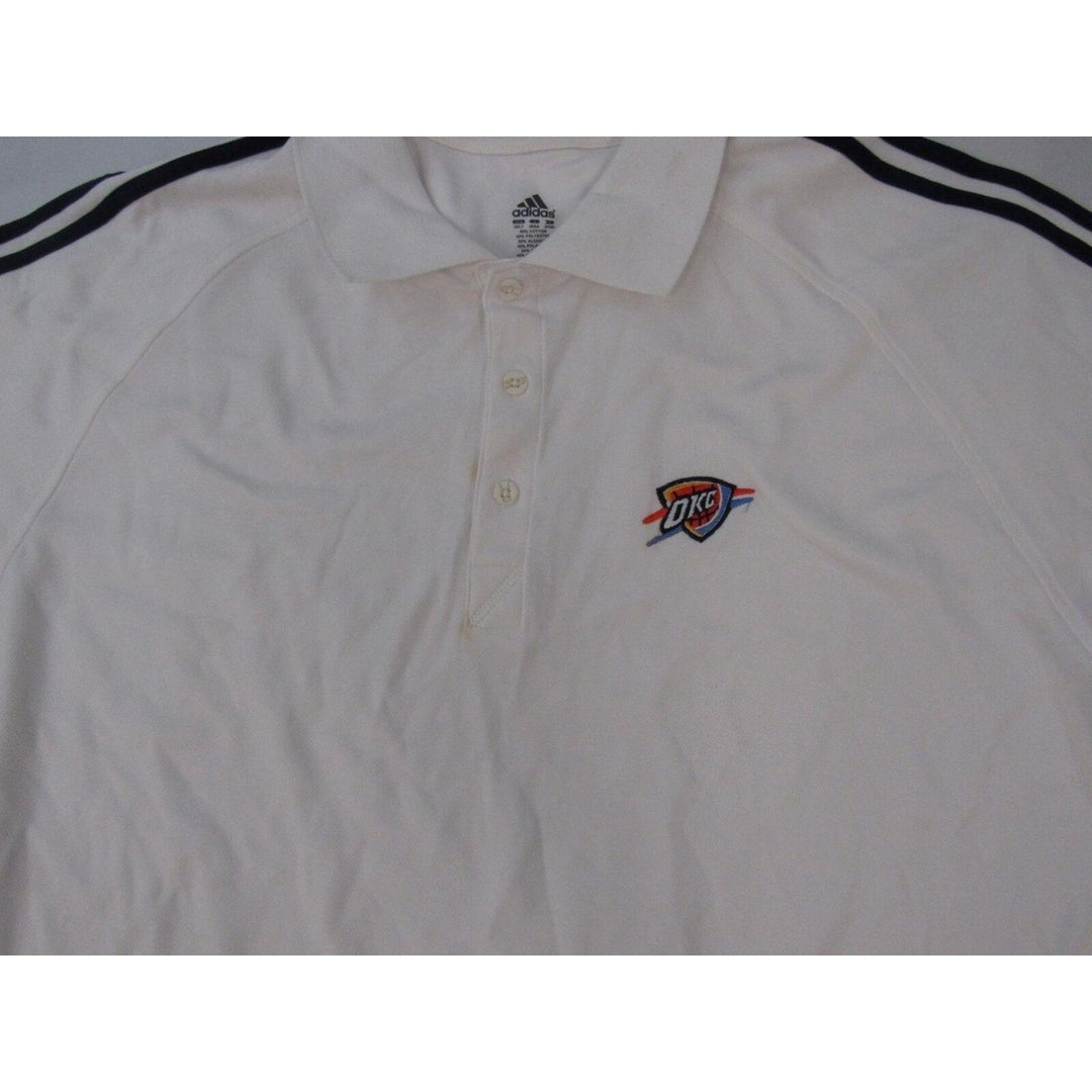 OKC Thunder Mens Size 3XLT 3XLarge-Tall White Adidas Polo Shirt Image 2