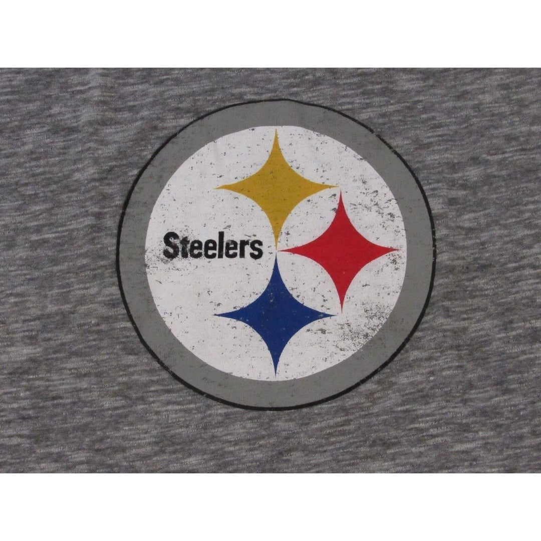 Pittsburgh Steelers Mens Size L Gray Majestic Shirt w/ Distressed Print Image 3