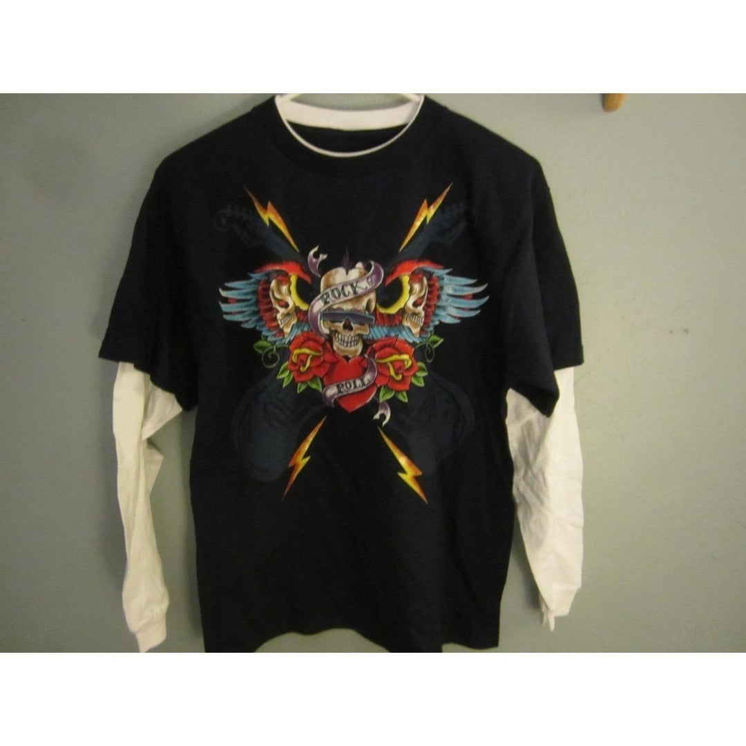 ROCK and ROLL GRAPHIC Shirt YOUTH SIZE M MEDIUM 68YN Image 1