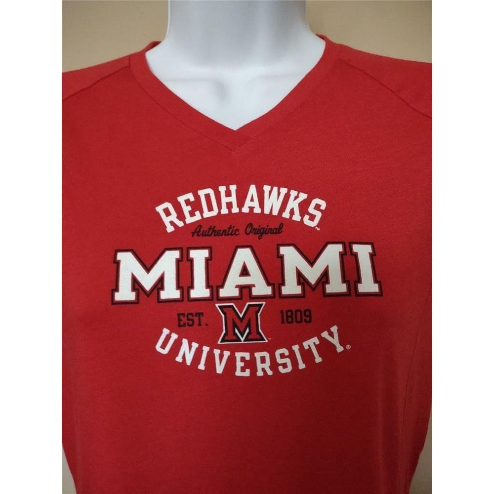 Miami Red Hawks Womens Size M Medium Red Russell Dri-Power Shirt Image 2