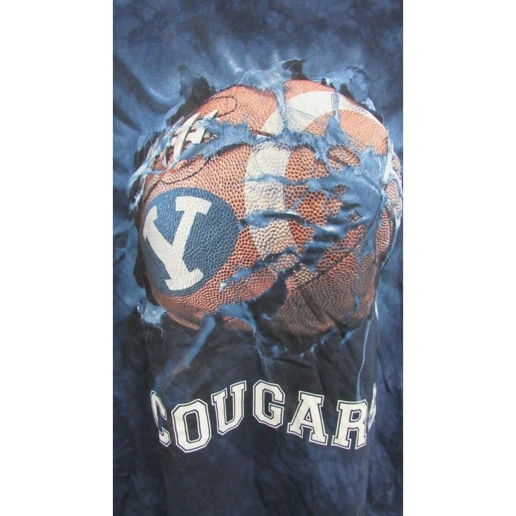 BYU Cougars Football Mens Size XL XLarge Tye Dyed Blue Shirt Image 1