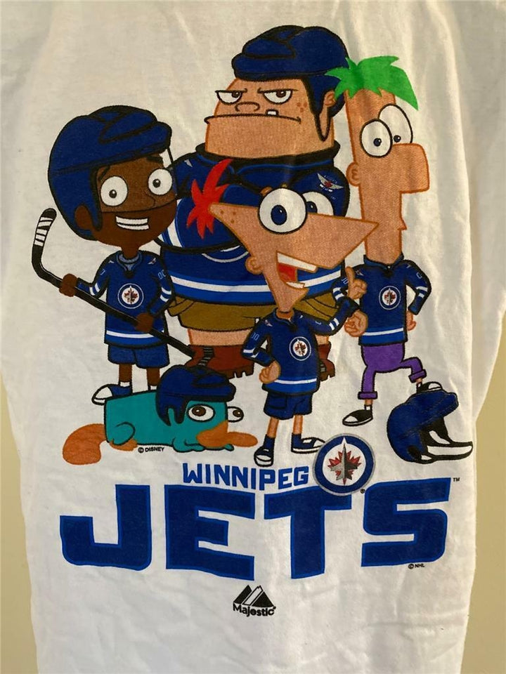 Winnipeg Jets Phineas and Ferb Youth Size XL White Shirt Image 3