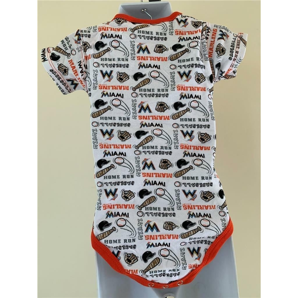 Miami Marlins Infants Size 12 Months White Genuine Stuff Creeper Image 2