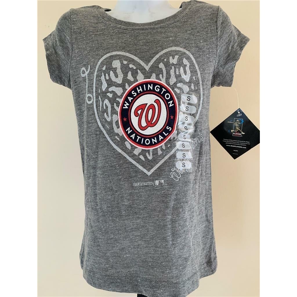 Washington Nationals Girls Size S Small Gray Genuine Stuff Shirt Image 1