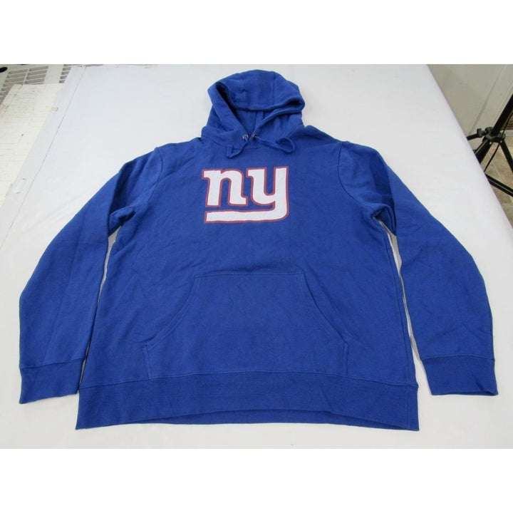 York Giants NY Mens Size XL XLarge Blue Distressed Hoodie Image 4