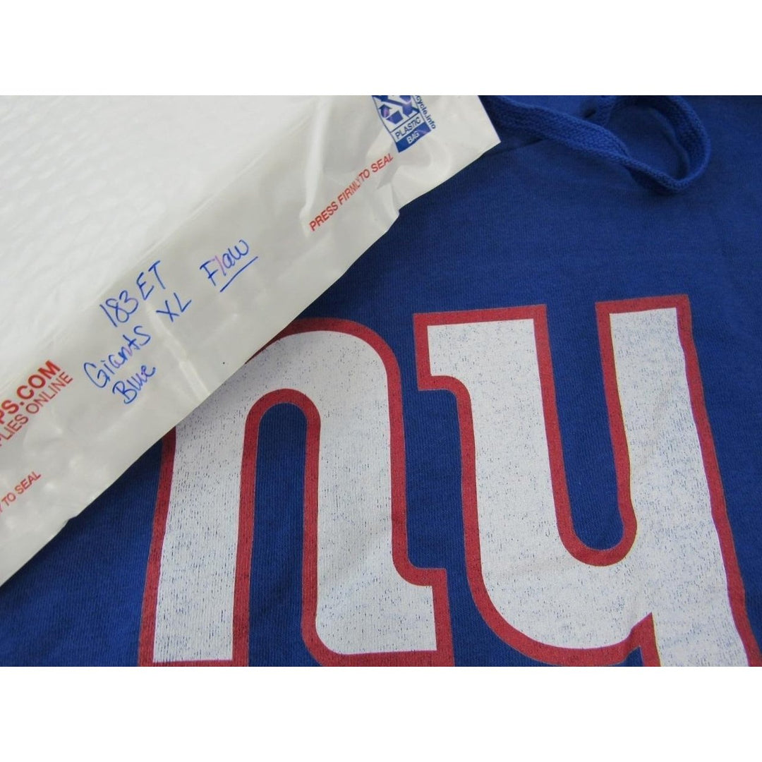 York Giants NY Mens Size XL XLarge Blue Distressed Hoodie Image 4