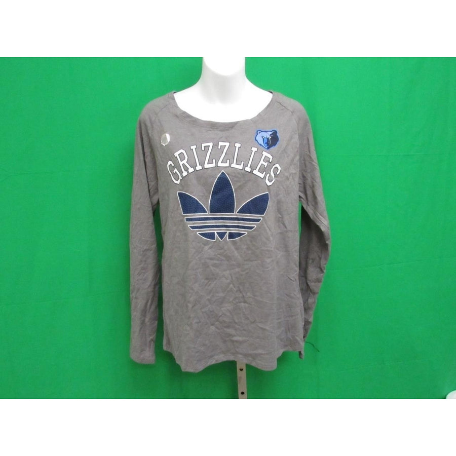 Memphis Grizzlies Women Size XL Gray Adidas Long Sleeve Split Back Shirt Image 1