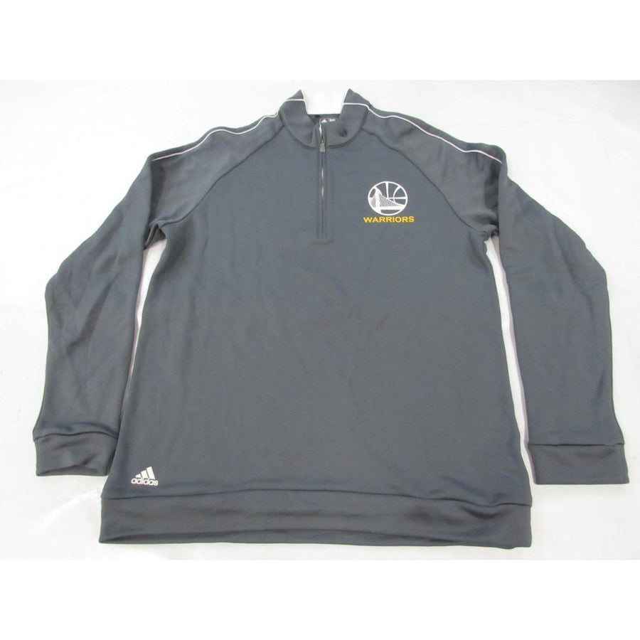 Golden State Warriors Mens Size L Gray Adidas Climalite 3/4-Zip Pullover Image 1