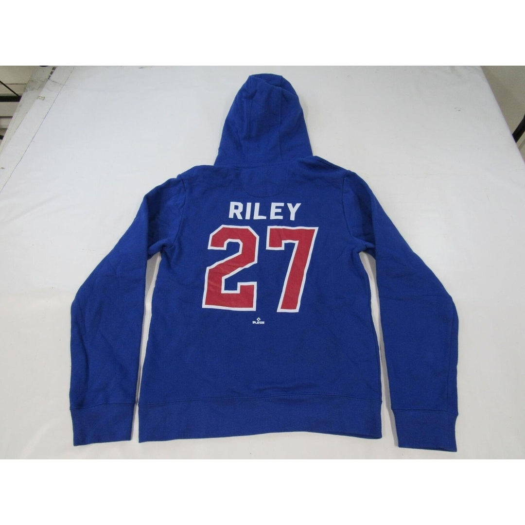 Atlanta Braves 27 Austin Riley Mens Size S Small Blue Hoodie Image 2