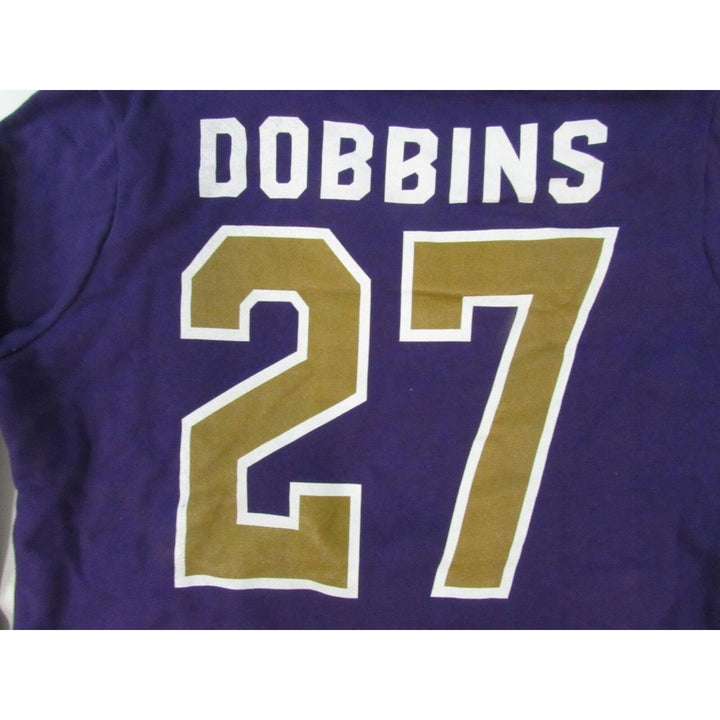 Baltimore Ravens 27 J.K. Dobbins Womens Size M Purple V-Neck Hoodie Image 4