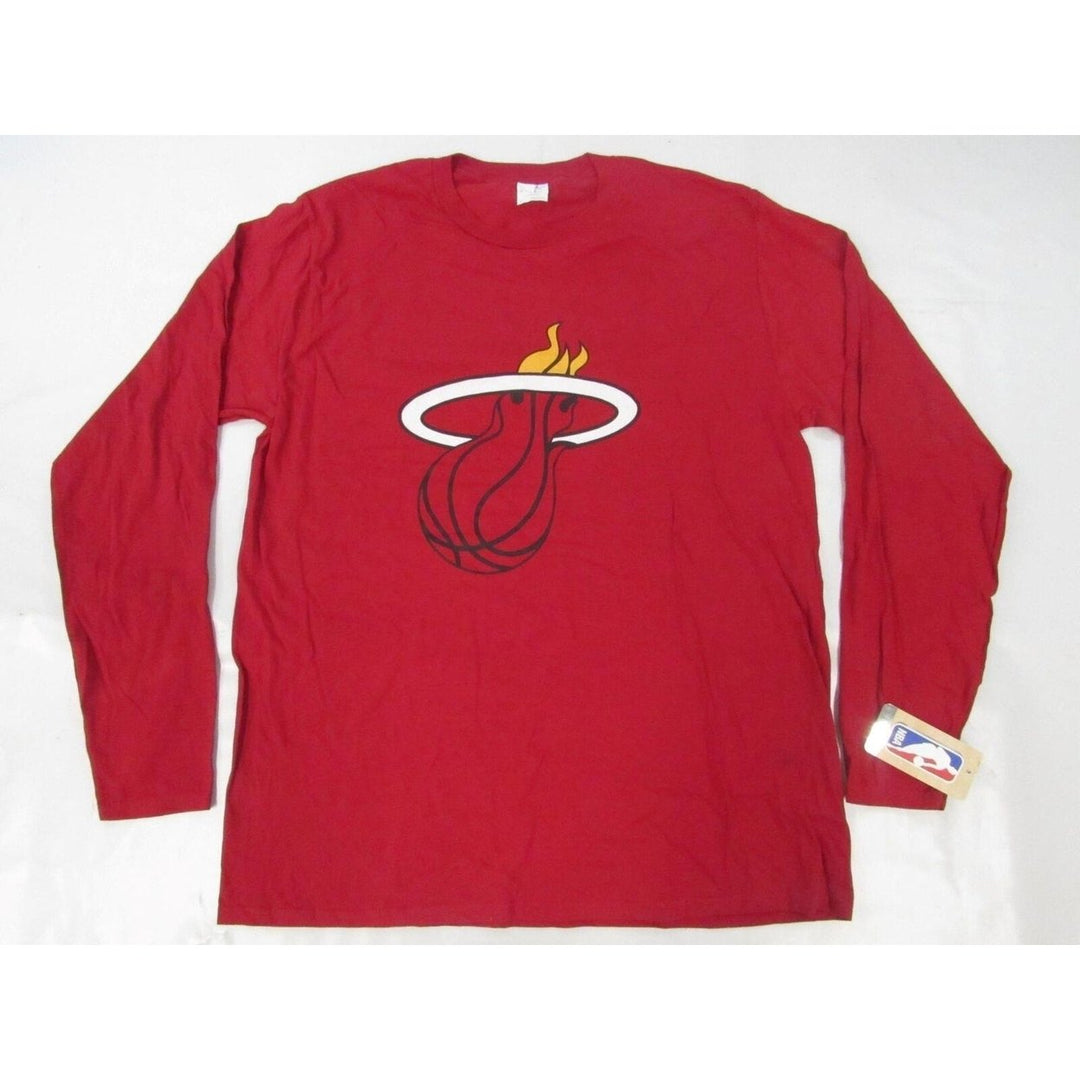 Miami Heat 3 Dwyane Wade Mens Size L Large Red Long Sleeve Shirt Image 1