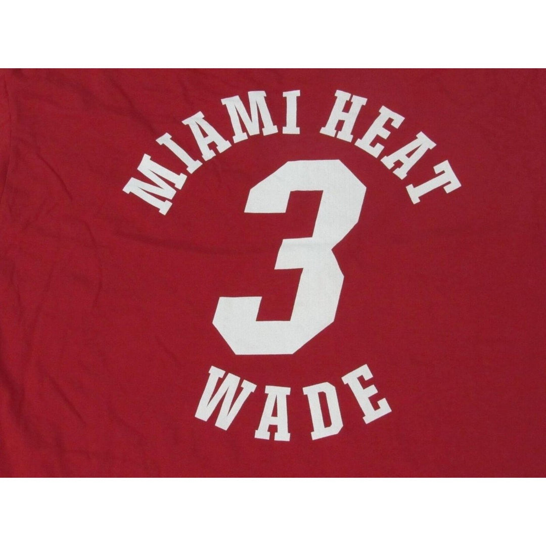 Miami Heat 3 Dwyane Wade Mens Size L Large Red Long Sleeve Shirt Image 4