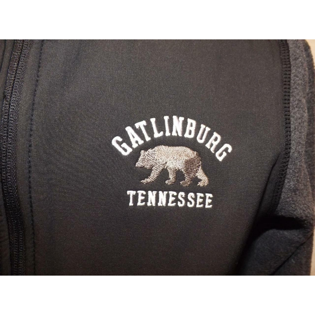 Gatlinburg Tennessee Youth Size L Large Gray/Black Full Zip Fleece Jacket Image 2