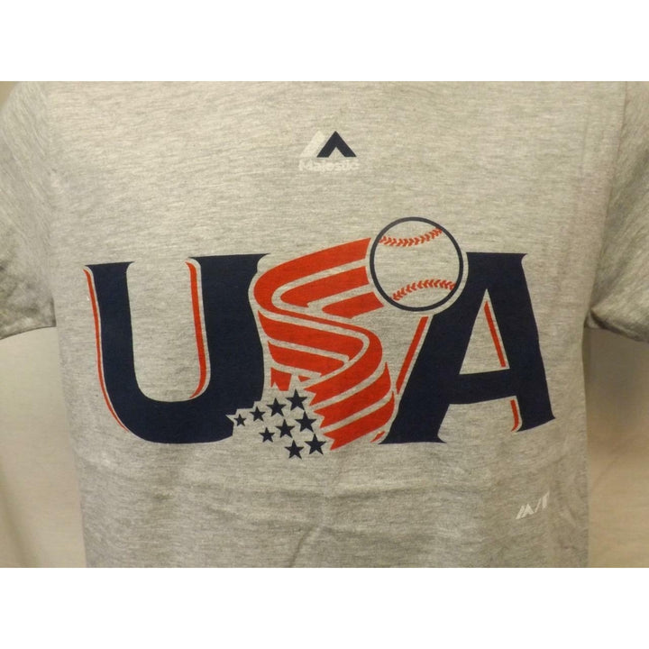 USA Baseball Majestic Youth Small S 8 Grey Tshirt Image 2