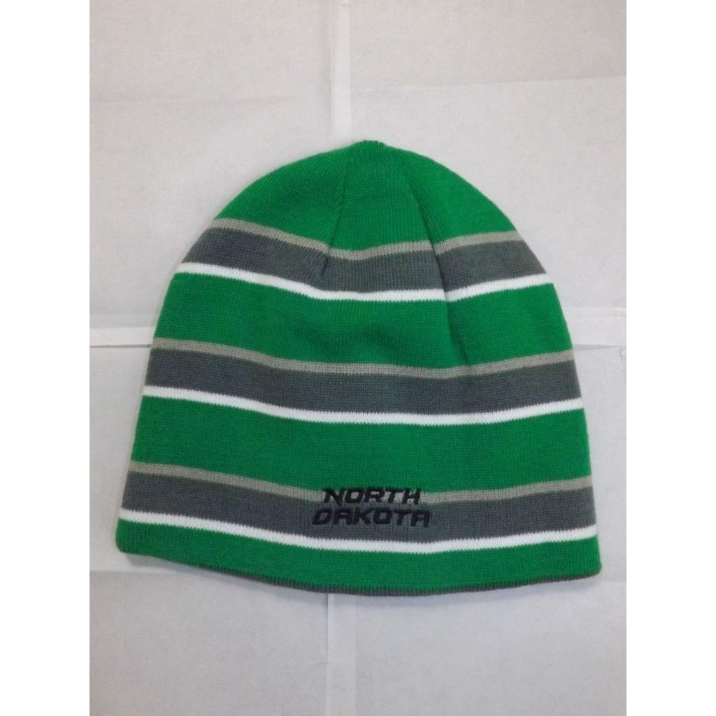 North Dakota Fighting Hawks Mens Size OSFA Reversible Green Gray Beanie Image 4