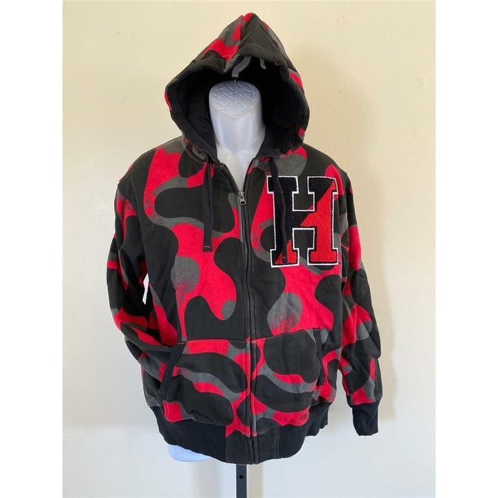 Harvard Crimson Mens Size L Large Red Camo Hoodie by Stall and Dean Image 1