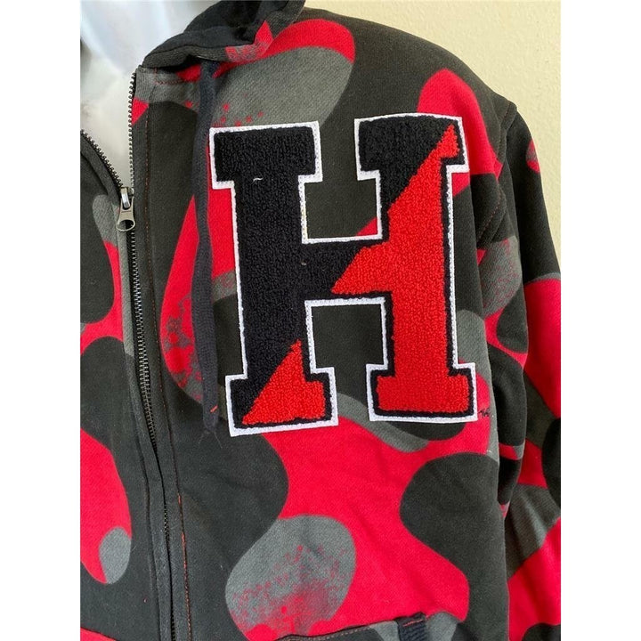 Harvard Crimson Mens Size L Large Red Camo Hoodie by Stall and Dean Image 3