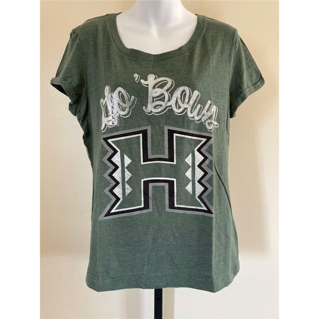 Hawaii Rainbow Warriors Womens Size L Large Green Shirt Image 1