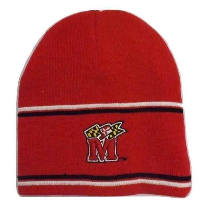 Maryland Terrapins Mens Adult Size OSFA Red Beanie Hat Image 1