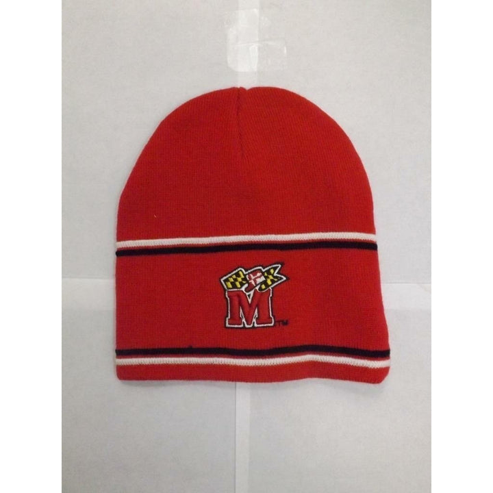 Maryland Terrapins Mens Adult Size OSFA Red Beanie Hat Image 4