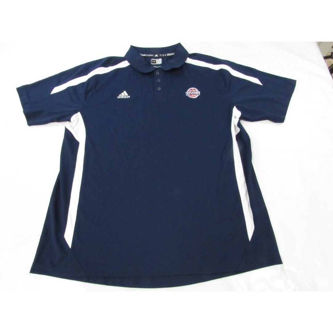 Detroit Pistons Mens Size XL XLarge Navy Blue Adidas Climalite Polo Shirt Image 1