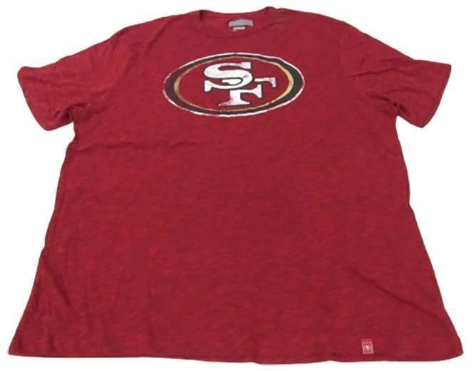 San Francisco 49ers Mens Size 2XL Majestic Heathered Distressed Red Shirt Image 1