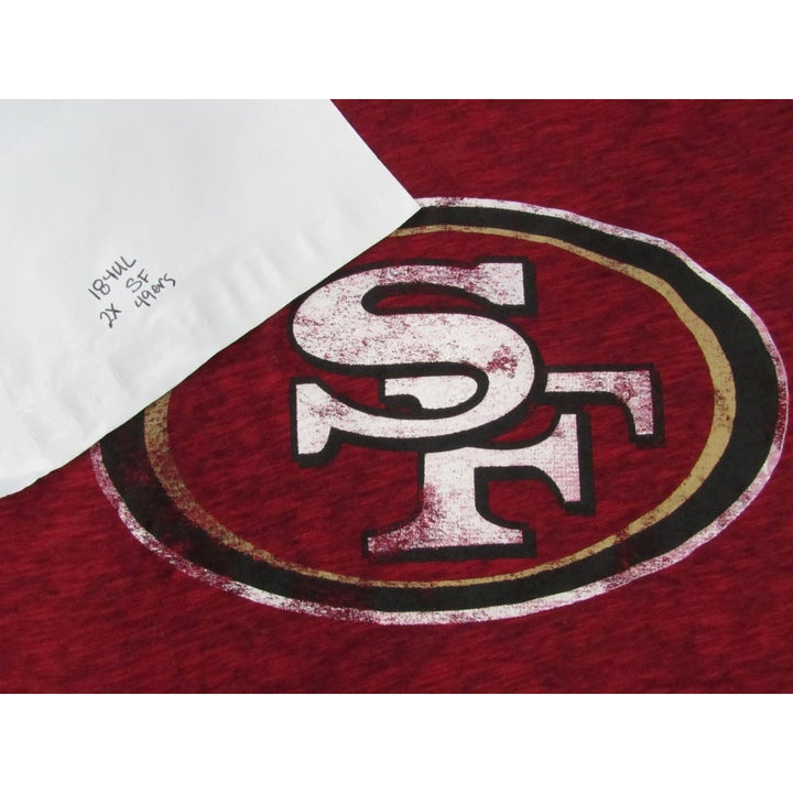 San Francisco 49ers Mens Size 2XL Majestic Heathered Distressed Red Shirt Image 4