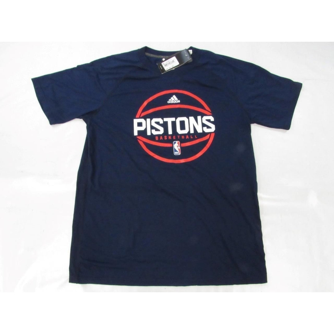 Detroit Pistons Basketball Mens Size L Large Blue Adidas Climalite Shirt 32 Image 1