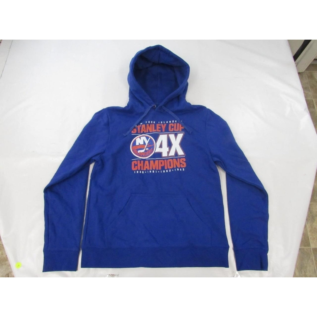 York Islanders 4X Stanley Cup Champions Mens Size M Medium Blue Hoodie Image 1