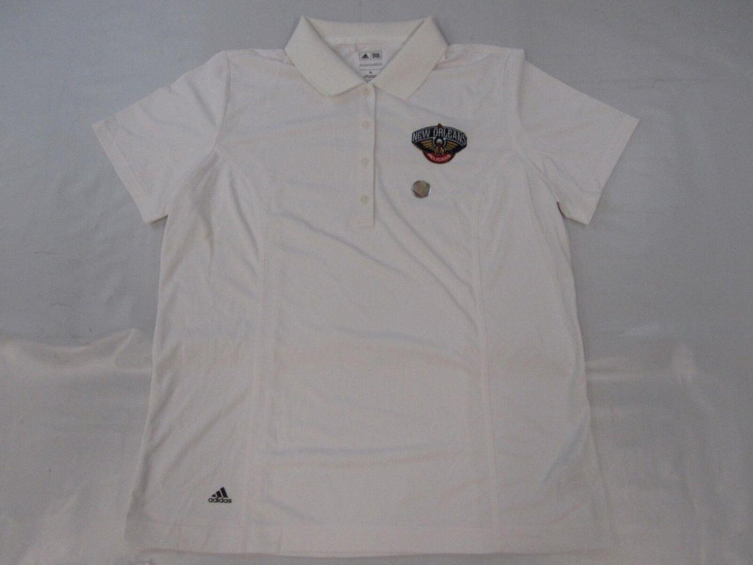 Orleans Pelicans Womens Size XL White Adidas Polo Shirt Image 3