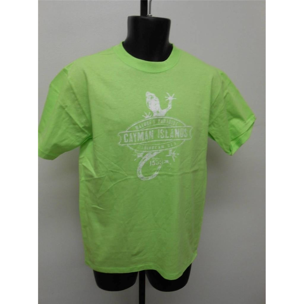 Cayman Islands Adult Mens Size L Large Lime Green Shirt Image 1