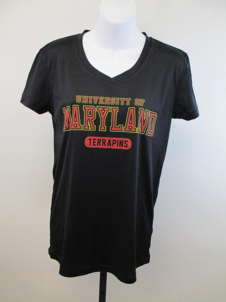 Maryland Terrapins Womens Size M Medium Black V-Neck Shirt Image 1