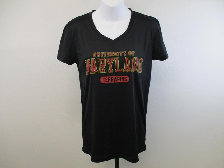 Maryland Terrapins Womens Size M Medium Black V-Neck Shirt Image 2