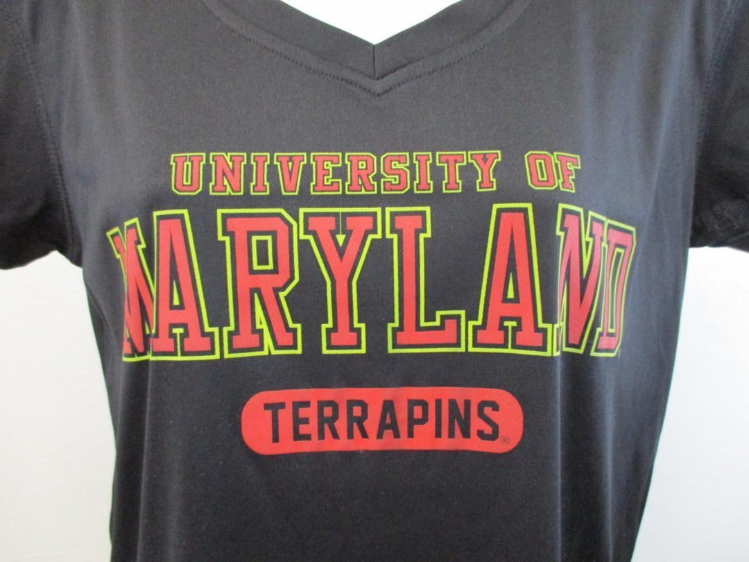 Maryland Terrapins Womens Size M Medium Black V-Neck Shirt Image 3