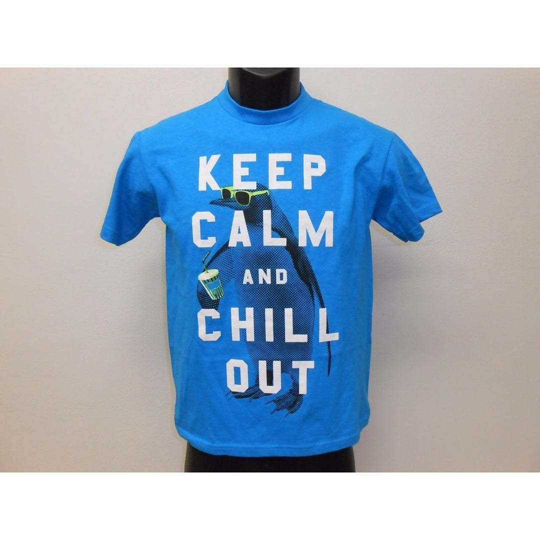 KEEP CALM AND CHILL OUT graphic tee YOUTH M MEDIUM SIZE 10-12 T-SHIRT 67GB Image 1