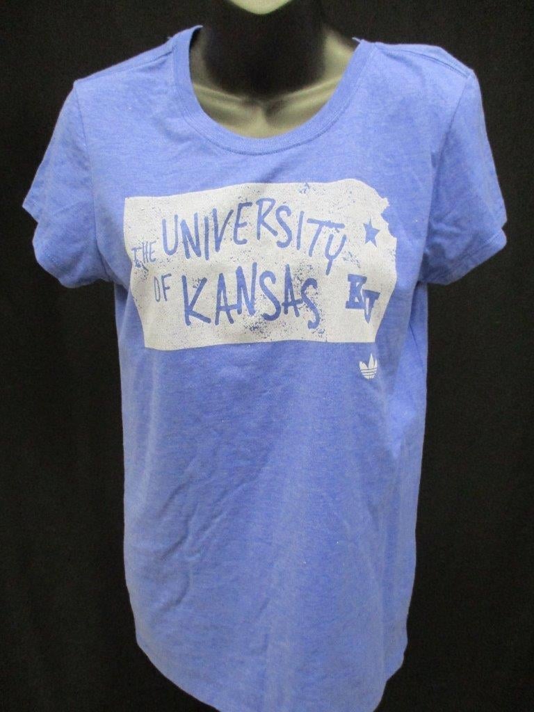 Kansas Jayhawks Womens Size L Large Blue Adidas Shirt MSRP 24 Image 1