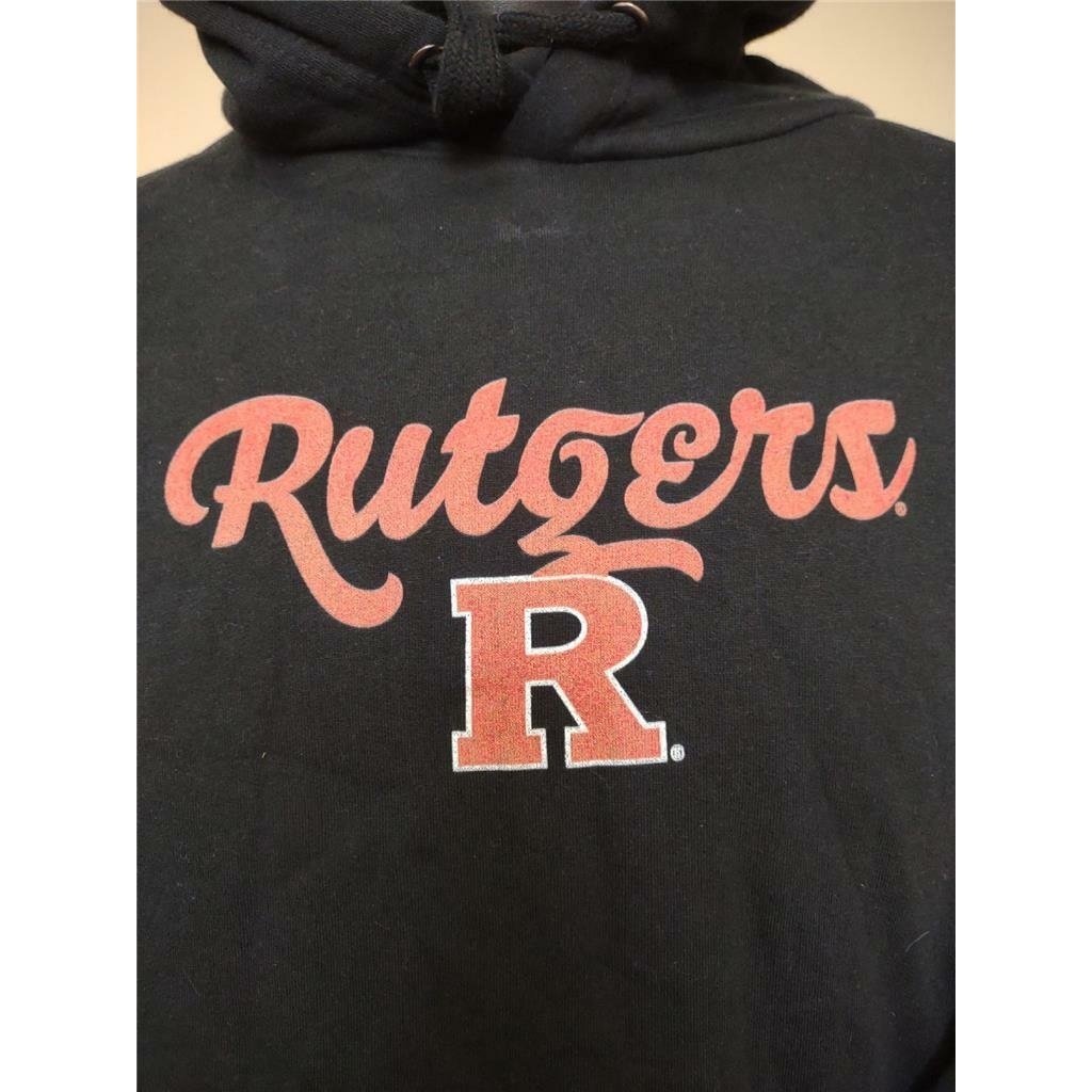 Rutgers Scarlet Knights Mens Size S Small Black Distressed Print Hoodie Image 1