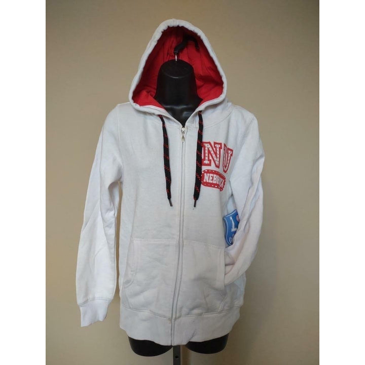 -Minor Flaw Nebraska Cornhuskers Womens Size M Medium White Full Zip Hoodie Image 1