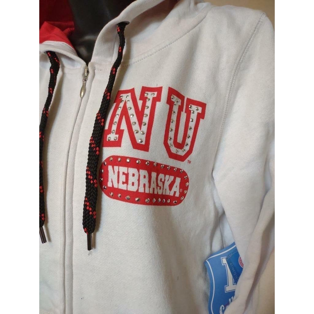 -Minor Flaw Nebraska Cornhuskers Womens Size M Medium White Full Zip Hoodie Image 2